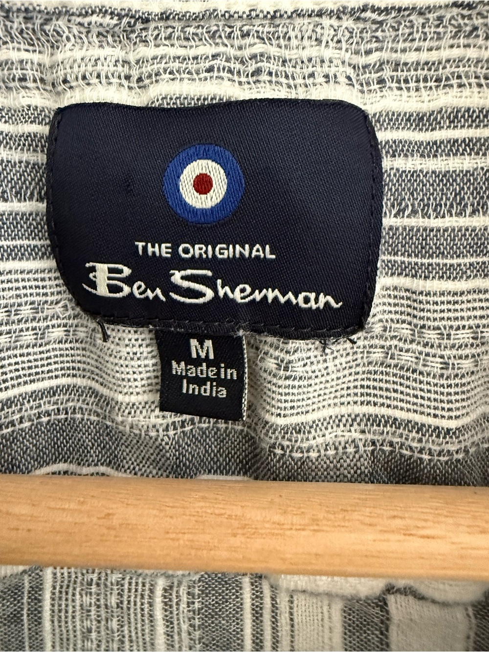 Ben Sherman Blue Gray 100% Cotton Knit Short Sleeve Button Down Medium - Picture 5 of 7